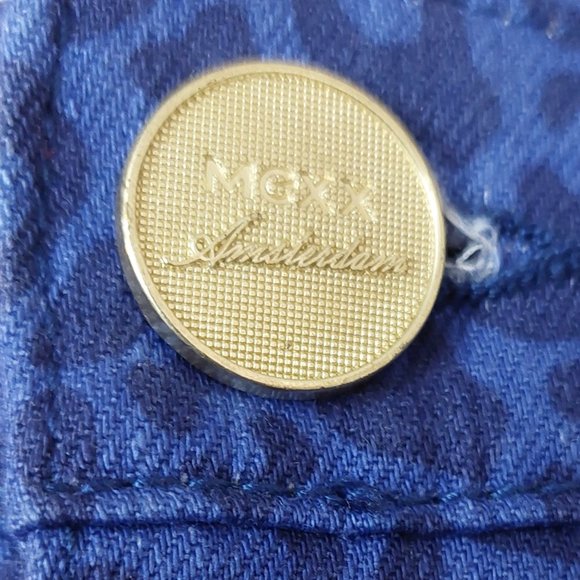 MEXX jeans Amsterdam Mid Rise Women's Cotton Stretch Blue Leopard Print Size30 - Picture 5 of 12
